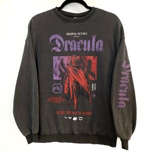 Dracula Universal Studios Gray Sweatshirt Womens Medium Whimsigoth Movie Vampire